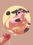  blue_eyes blush bovine cum cum_in_pussy cum_inside female human interspecies male mammal miltank nintendo pokemon pokã©mon pokã©philia pussy teats udders video_games zanthu 