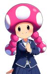  1girl female_only nintendo school_uniform toadette white_background 