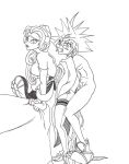  beauty_and_the_beast big_breasts concerned disney from_behind frontierbrain kingdom_hearts monochrome princess_belle sora stockings trainer 