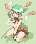 :p alternate_costume bandana bandanna breasts brown_eyes brown_hair bukkake censored cum cum_on_body cum_on_breasts cum_on_clothes cum_on_hair cum_on_upper_body facial gangbang gloves green_background haruka_(pokemon) haruka_(pokemon_emerald) nipples odamaki_sapphire open_clothes open_shirt penis pokemon pokemon_(game) pokemon_rse shirt simple_background solo tongue tongue_out wristband zaitsu