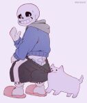  2020s 2022 2boys 2d 2d_(artwork) animated_skeleton annoying_dog_(undertale) ass biting_clothes black_shorts blank_background blue_blush blue_hoodie blue_jacket blush bone bones canid canine clothed coppertone digital_media_(artwork) dog feral feral_on_male gloves grin hooded_jacket hoodie humanoid jacket looking_at_viewer male male_feral male_humanoid male_only monster monster_boy mtam02 pants_down pants_pull pastel_background pink_slippers sans sans_(undertale) shorts shorts_pull simple_background skeleton slippers smiling_at_viewer socks sweat sweatdrop toby_fox twitter_username undead undertale undertale_(series) video_game_character video_games waving waving_at_viewer waving_hand white_dog white_gloves white_socks 