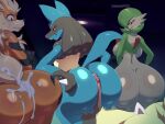 1boy 3girls animated anus arcanine back_boob buttjob cum cum_on_ass female_focus furry gardevoir gen_4_pokemon large_breasts looking_at_viewer looking_back looking_back_at_viewer lucario pokemon shaking_butt shorter_than_one_minute tagme twerking video webm