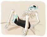  1boy 2010s 2016 2d 2d_(artwork) animated_skeleton blue_blush blush cheztnuts digital_media_(artwork) disembodied_hand male_focus monster one_eye_closed pants_only sans sans_(undertale) shirtless skeleton solo_focus topless topless_male undead undertale undertale_(series) video_game_character video_games 