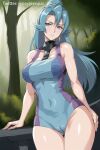  1girl 1girl 1girl alluring big_breasts blue_eyes blue_hair breasts clair_(pokemon) female_only game_freak long_hair nintendo osyasenpai pokemon pokemon_(game) pokemon_(master_quest) pokemon_(the_johto_journeys) pokemon_gsc ponytail solo_female tight_clothing 