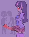  2014 animal_genitalia blush breasts clothing erection friendship_is_magic futanari group hair highwaytotartarus horsecock human humanized large_penis long_hair my_little_pony penis purple_eyes purple_hair sex_toy skirt testicles twilight_sparkle_(mlp) urethral urethral_penetration vein 