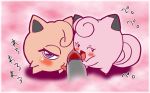 blue_eyes blush clefairy ears female feral hair_tuft half-closed_eyes japanese_text jigglypuff licking looking_at_viewer male open_mouth penis penis_grab pokemon pokã©mon precum standing tail tongue tongue_out uncensored