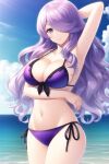 1girl 1girl 1girl alluring beach big_breasts breasts camilla_(fire_emblem) cleavage dumi female_only fire_emblem fire_emblem_fates nintendo ocean swimsuit