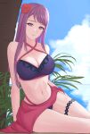 1girl 1girl 1girl alluring alternate_costume bangs bare_arms bare_shoulders big_breasts bikini blue_sky breasts cleavage cloud commentary_request day female_only fire_emblem fire_emblem_engage flower hair_flower hair_ornament high_res ivy_(fire_emblem) long_hair looking_at_viewer navel nintendo purple_bikini purple_eyes purple_hair purple_swimsuit red_flower red_rose rose sarong sitting sky stomach swimsuit thigh_strap thighs tourniquet_(tourniquet_tk) very_long_hair