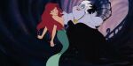  2girls breasts cave closed_eyes completely_nude disney edit long_hair mermaid mrbex nipple nude nude_female ocean princess_ariel red_eyes screencap screenshot screenshot_edit sea sideboob teen the_little_mermaid third-party_edit topless underwater ursula water 