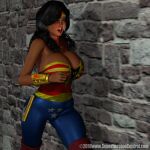  1girl amazon amazonian big_breasts black_hair blue_eyes bouncing_breasts bracer cleavage danoshc dc dc_comics diana_prince female_only gif huge_breasts lasso_of_truth running superheroinecentral tiara wonder_woman wonder_woman_(series) 