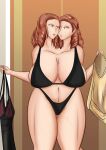  2_girls 2_heads big_breasts brown_eyes brown_hair fusion hourglass_figure maripan multiple_heads sisters 