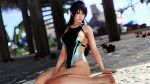  1girl alluring bare_legs bikini black_and_blue_hair dead_or_alive dead_or_alive_xtreme dead_or_alive_xtreme_2 dead_or_alive_xtreme_3_fortune dead_or_alive_xtreme_beach_volleyball dead_or_alive_xtreme_venus_vacation lifeguard maasim on_floor on_knees pin_up posing shandy_(doa) swimming_pool tecmo yellow_eyes 