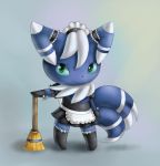 broom crossdressing full_body furry maid maid_uniform male meowstic nintendo no_humans pokemon pokemon_(game) pokemon_xy raggedy video_games