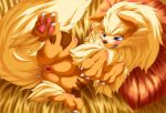  arcanine bed black_eyes canine claws creatures_(company) female feral fluffy_tail game_freak gen_1_pokemon mane nintendo orange_fur paws pokemon pokemon_(anime) pokemon_(creature) pokemon_(game) pokemon_(species) pokemon_red_green_blue_&amp;_yellow pokemon_rgby porkyman pussy striped_fur tamanosuke windie_(pokemon) 