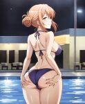  1girl alluring ass bikini in_pool looking_at_viewer milf night orange_eyes orange_hair posing swimming_pool yahari_ore_no_seishun_lovecome_wa_machigatteiru. yuigahama_yui&#039;s_mother zengai 