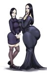 2_girls big_ass black_hair brown_eyes dat_ass gigantic_ass morticia_addams mother_&_daughter sundown the_addams_family twin_tails wednesday_addams