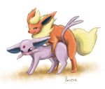 canine chest_tuft doggystyle duo espeon female feral flareon from_behind furreon hetero male nintendo nude open_mouth pokemon sex signature tongue video_games