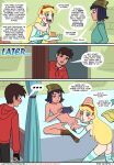  1boy 2_girls ass black_hair blonde_hair blue_eyes breasts brown_eyes brown_hair comic english_text horns janna_ordonia marco_diaz nipples nude nude_female pussy saliva star_butterfly star_vs_the_forces_of_evil text 