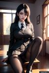  1girl ai_generated black_hair female_only long_hair nectktai pantyhose school_uniform trynectar.ai 