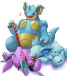  bdsm blush bondage chains female_on_top licking nidoqueen nidorina nidorino pokemon pokã©mon sweat tears threesome tongue wkar â™¥ 