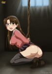  1girl ass azumanga_daioh blush breasts cute glasses koyomi_mizuhara nipples palcomix partially_clothed rope rope_bondage school_uniform skirt slavetoon* teenage_girl tied_up 