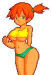  big_breasts creatures_(company) female_focus game_freak green_eyes gym_leader humbird0 kasumi_(pokemon) misty_(pokemon) navel nintendo orange_hair pixel_art pokemon_(anime) shirt short_shorts side_ponytail simple_background transparent_background 