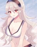 1girl alluring alternate_costume bikini breasts cleavage corrin_(fire_emblem) corrin_(fire_emblem)_(female) corrin_(summer)_(fire_emblem)_(female) female_only fire_emblem fire_emblem_fates fire_emblem_heroes n_54 nintendo official_alternate_costume open_mouth swimsuit white_bikini white_swimsuit