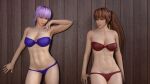 2girls alluring athletic_female auburn_hair ayane ayane_(doa) bare_legs big_breasts bra cleavage dead_or_alive dead_or_alive_2 dead_or_alive_3 dead_or_alive_4 dead_or_alive_5 dead_or_alive_6 dead_or_alive_xtreme dead_or_alive_xtreme_2 dead_or_alive_xtreme_3_fortune dead_or_alive_xtreme_beach_volleyball dead_or_alive_xtreme_venus_vacation female_abs fit_female gym kasumi kasumi_(doa) kunoichi lavender_hair panties red_eyes silf silfs tecmo underwear underwear_only v1rwr