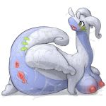 anus big_clit breasts censored chubby dragon female flucra goo goodra green_eyes inverted_nipples nintendo nipples plain_background pokemon pokã©mon pussy thick_thighs video_games white_background