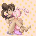 1girl 5_toes barefoot blush bottomless breasts brown_hair clothing fataris feet female green_eyes hair hindpaw human human_feet leg_lock leg_wrap licking messy nintendo nipples no_bra paws plantigrade pokemon pokemon_(game) pokemon_xy polka_dot polka_dot_background pussy_juice saliva sana_(pokemon) sex shauna shirt shirt_lift sitting sliggoo slime slug small_breasts smile soles toes tongue tongue_out upright_straddle vaginal video_games