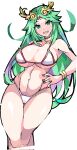 1girl 1girl alluring big_breasts bikini breasts enpe female_only green_eyes green_hair kid_icarus laurel_crown light-skinned_female light_skin long_hair nintendo open_mouth palutena