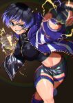 1girl akisu_k alluring big_breasts black_and_purple_hair breasts crop_top cute insanely_hot namco open_jacket purple_eyes reina_(tekken) short_shorts tekken tekken_8