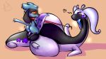  barefoot big_penis big_testicles canine collar dragon elayne feral gay goo goodra heart interspecies jackal kingofacesx leash male mammal nintendo open_mouth penis plain_background pokemon riolu size_difference slug tapering_penis testicles thick_thighs video_games young 
