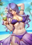 1girl 1girl 1girl alluring bikini breasts camilla_(fire_emblem) camilla_(summer)_(fire_emblem) cleavage didi_esmeralda female_only fire_emblem fire_emblem_fates fire_emblem_heroes hair_over_one_eye looking_at_viewer nintendo