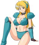 1girl 1girl alluring big_breasts blonde_hair breasts contra contra_4 contra_hard_corps konami long_hair looking_at_viewer midriff sheena_etranzi shiraki_(the_perfect_world) transparent_background