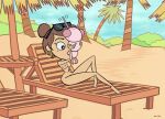  1girl 2022 barefoot black_eyes breasts brown_hair cartoon_network drinking earrings edit eyebrows eyelashes feet lipstick mole navel nipples nude nude_beach nude_female penis_in_mouth screenshot_edit sexy_body silkie sonia_conchita_hernandez sunglasses teen_titans_go 