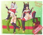  2_girls :p alluring alternate_costume ass bangs bare_midriff bare_thighs big_ass big_breasts black_hair black_nails boots bra braid breasts bridal_gauntlets brown_eyes cape christmas christmas_outfit cosplay female_only fire_emblem fire_emblem_awakening fire_emblem_heroes grey_hair high_heels licking_lips looking_at_viewer looking_back merry_christmas midriff mistletoe multiple_girls nahusmash nails naughty_face nintendo official_alternate_costume panties red_panties robin_(fire_emblem) robin_(fire_emblem)_(female) sitting smile spread_legs stockings tharja_(fire_emblem) tharja_(fire_emblem)_(cosplay) tharja_(winter)_(fire_emblem) thick_thighs thighs tongue tongue_out twin_tails underwear 