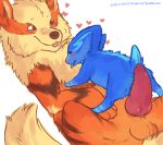 2013 age_difference arcanine blush canine closed_eyes cute duo electrike electrikedeathstrike erecion female feral fur happy happy_sex heart hetero imminent_sex knot lying male mammal nintendo on_back penis pokemon rubbing sex size_difference tongue tongue_out video_games