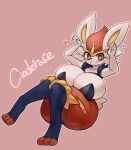 100 big_breasts cinderace female_only furry furry_female furry_only gipehtyboon huge_breasts hyper_breasts looking_at_viewer nintendo pokemon yboon