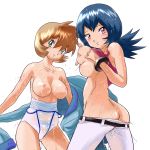 blonde_hair brown_eyes camisole collarbone creatures_(company) dark_green_hair game_freak gym_leader humans_of_pokemon light-skinned_female natsume_(pokemon) nintendo one-piece_swimsuit otsukare pink_eyes pokemon_(anime) pokemon_(game) pokemon_red_green_blue_&_yellow pokemon_xy porkyman sabrina_(pokemon) serena_(pokemon)