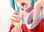 1girl aqua_hair fellatio_gesture female_only hands head_out_of_frame miku_hatsune miu_(angelo_whitechoc) open_mouth saliva sexually_suggestive solo_female tongue vocaloid