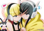  2_girls 2girls art black_hair blonde blonde_hair blue_eyes blush bust cheek-to-cheek choker coat dual_persona emolga eye_contact female gym_leader hand_holding headband headphones heart holding_hands hug hugging incipient_kiss interlocked_fingers kamitsure_(pokemon) looking_at_another love multiple_girls naughty_face neck nervous nintendo open_mouth pokemon pokemon_(anime) pokemon_(game) pokemon_bw pokemon_bw2 selfcest short_hair shy smile spoken_heart spoken_sweatdrop sweat sweatdrop upper_body watah-ruh wavy_mouth yamasaki_wataru yuri 