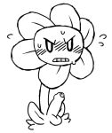 1boy balls black_and_white blush blush_lines erection flower flowey_the_flower foreskin genitals line_art lineart male male_only monochrome penis plant simple_background solo_male testicles tinybeasts tinynsfw undertale undertale_(series) white_background