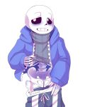 1boy 2010s 2017 2d 2d_(artwork) animated_skeleton artist_name blue_blush blue_hoodie blue_jacket blush digital_media_(artwork) exposed hooded_jacket hoodie jacket looking_away male male_only monster monster_boy pants_down pants_pulled_down sans sans_(undertale) shirt_lift shirt_pulled_up shirt_up simple_background sinfulsanspar skeleton solo_male sweater undead undertale undertale_(series) video_game_character video_games white_background