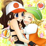 ! 2girls art baseball_cap bel_(pokemon) bianca_(pokemon) blonde blonde_hair blue_eyes blush breasts brown_hair cheek-to-cheek closed_eyes coco_(artist) creatures_(company) female female_protagonist_(pokemon_bw2) game_freak green_eyes hair happy hat headgear heart hilda_(pokemon) hug hugging humans_of_pokemon jean_shorts light-skinned_female looking_at_another love multiple_girls nintendo open_mouth pokemon pokemon_(anime) pokemon_(game) pokemon_black_2_&_white_2 pokemon_black_and_white pokemon_bw pokemon_bw2 smile spoken_heart surprised touko_(pokemon) white_(pokemon) yellow_hair yuri