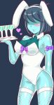  1girl 2d 2d_(artwork) blue_body blue_skin bunny_ears bunny_ears_headband bunny_tail bunnysuit chanmiku62 deltarune digital_media_(artwork) female female_human female_kris_(deltarune) female_only fishnet_legwear fishnet_stockings hair_over_eyes heart human human_only kris_(dark_world_form) kris_(deltarune) leotard pixiv pixiv_id_7355869 platter ribboncute0062 short_hair solo solo_female solo_human tray undertale_(series) video_game_character video_games white_bunny_ears white_bunnysuit 