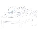  1boy animated_skeleton bed blanket blue_blush blush closed_eyes clothed clothed_masturbation clothing humping male_only masturbation monster on_bed pillow pillow_humping sans sans_(undertale) skeleton solo solo_male undead undertale undertale_(series) unknown_artist white_background 