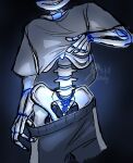 animated_skeleton bottom_sans clothed monster sacrum_lacing sans sans_(undertale) shirt_lift shirt_pulled_up shirt_up skeleton skllkndy solo uke_sans undead undertale undertale_(series)