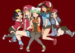  5girls alternate_costume blue_eyes blue_hair brown_eyes brown_hair genderswap gold_(pokemon) kouki_(pokemon) multiple_girls panties pantyhose pantyshot pantyshot_(sitting) paw_pose pokemon pokemon_(game) pokemon_bw pokemon_dppt pokemon_frlg pokemon_gsc pokemon_hgss pokemon_rgby pokemon_rse red_(pokemon) red_(pokemon)_(remake) sitting touya_(pokemon) tribute_(tributism) underwear winter_clothes yuuki_(pokemon) yuuki_(pokemon_emerald) 