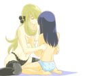 2_girls arm arm_grab arms art babe back bare_back bare_legs bare_shoulders barefoot big_breasts black_legwear black_panties black_thighhighs blonde blonde_hair blue_eyes blue_hair blue_panties breast_grab breasts closed_eyes creatures_(company) cynthia_(pokemon) dawn_(pokemon) feet female female_only game_freak hair hair_ornament hair_over_one_eye hat hikari_(pokemon) hug huge_breasts hugging humans_of_pokemon incipient_kiss leaning leaning_forward legs legwear long_hair love makinamisexual multiple_girls mutual_yuri navel nintendo panties pokemon pokemon_(anime) pokemon_(game) pokemon_black_2_&_white_2 pokemon_black_and_white pokemon_bw pokemon_bw2 pokemon_diamond_pearl_&_platinum pokemon_dppt polka_dot polka_dot_panties porkyman shadow shirona_(pokemon) simple_background sitting smile topless very_long_hair wariza white_background yuri